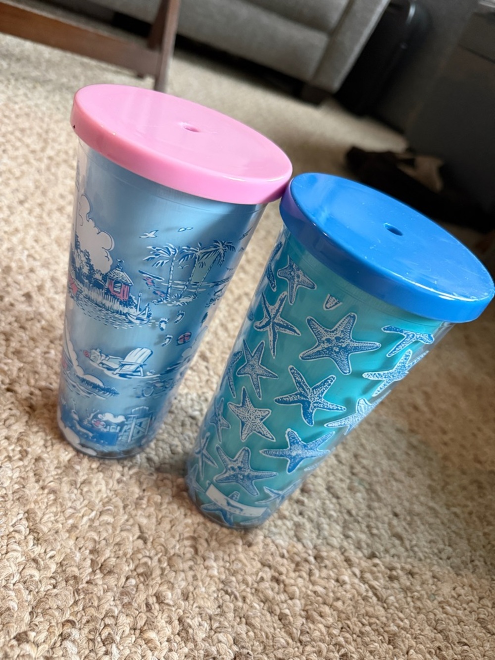 SCOUT x Paper Store Beach-Theme Reusable Tumbler with Pink or Blue Lid